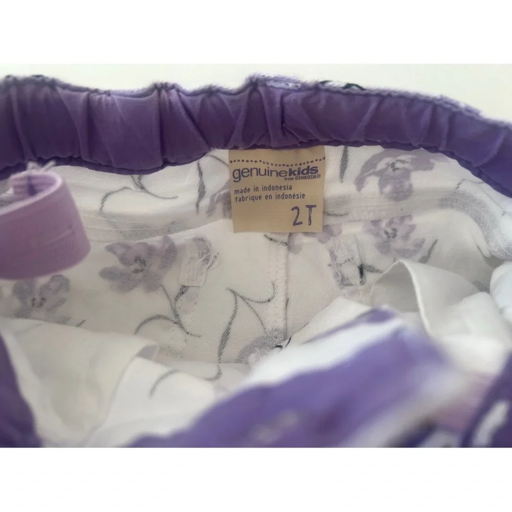 Genuine Kids OshKosh Girls Denim White Shorts with Lavender Floral Print | 2T